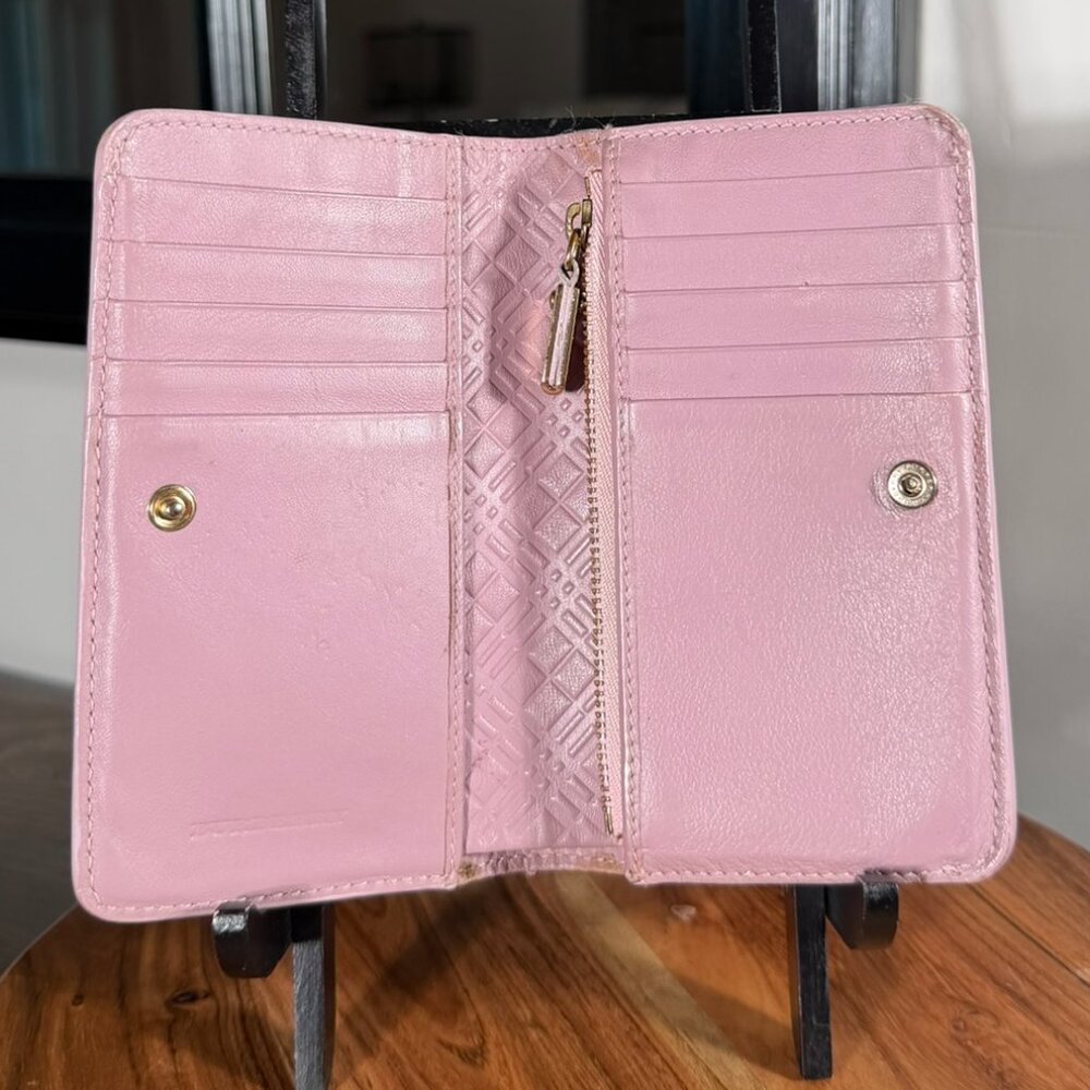 Burberry Blush Pink Leather Bifold Wallet Gold Logo Compact Card Holder - Picture 3 of 9